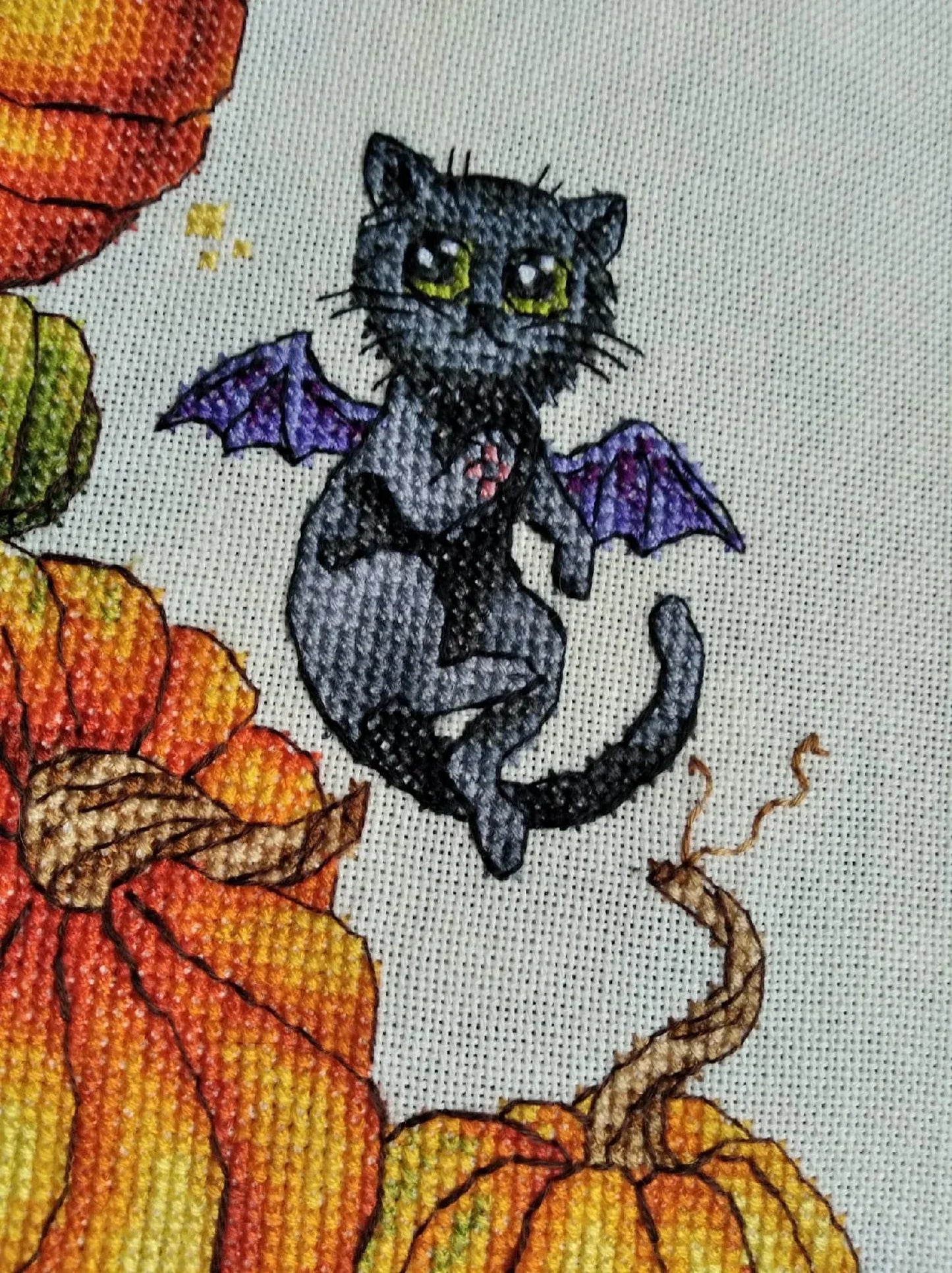 Halloween cross stitch pattern Cat witchcraft DMC Chart Printable PDF Instant Download