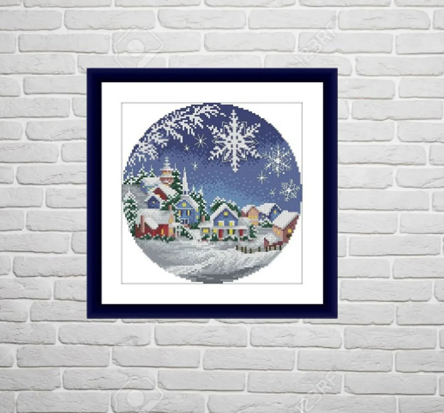 Winter Landscape Counted cross stitch pattern winter landscape Digital cross stitch chart winter woodland PDF christmas cross stitch pattern