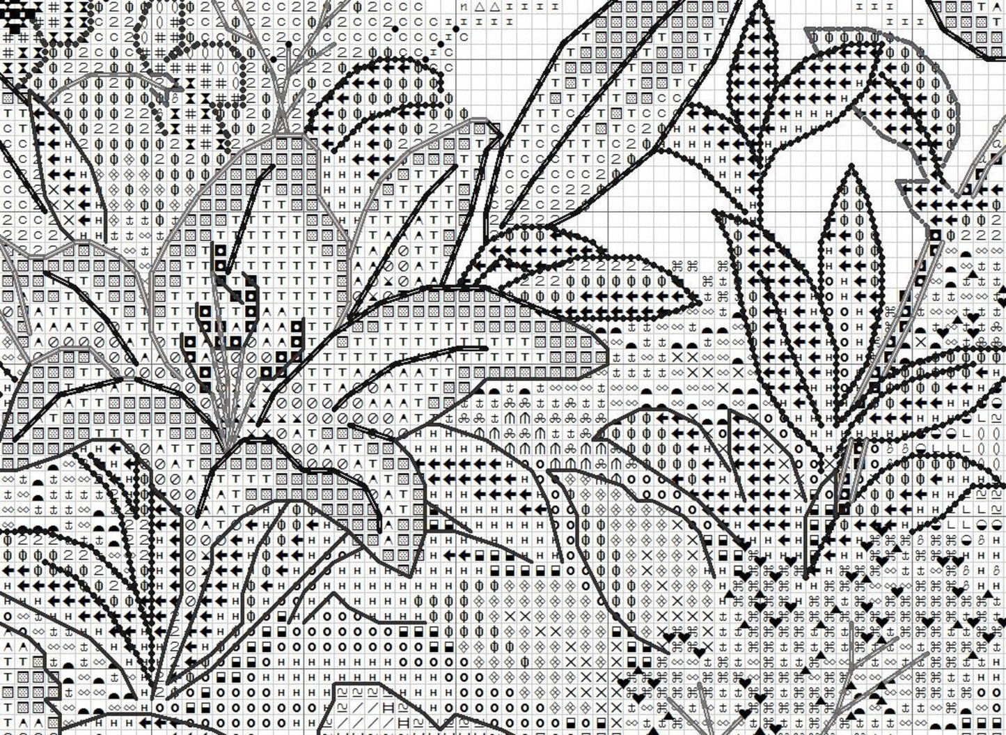 Cross Stitch Pattern Oriental Splendor PDF Digital Pattern Wild Flowers Pattern Bouquet Oriental vase Embroidery Needlepoint Chart Download