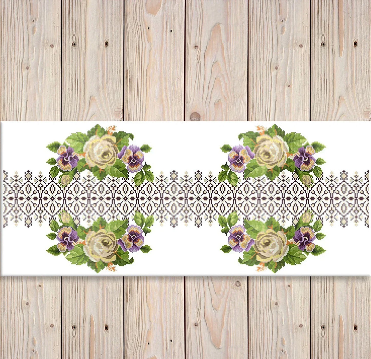 Tablecloth with roses Cross Stitch Pattern Kitchen Table Runner Cross Stitch Pattern Kitchen Decor Hand Embroidery Counted cross stitch