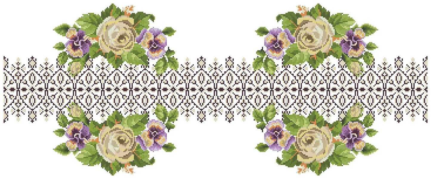Tablecloth with roses Cross Stitch Pattern Kitchen Table Runner Cross Stitch Pattern Kitchen Decor Hand Embroidery Counted cross stitch