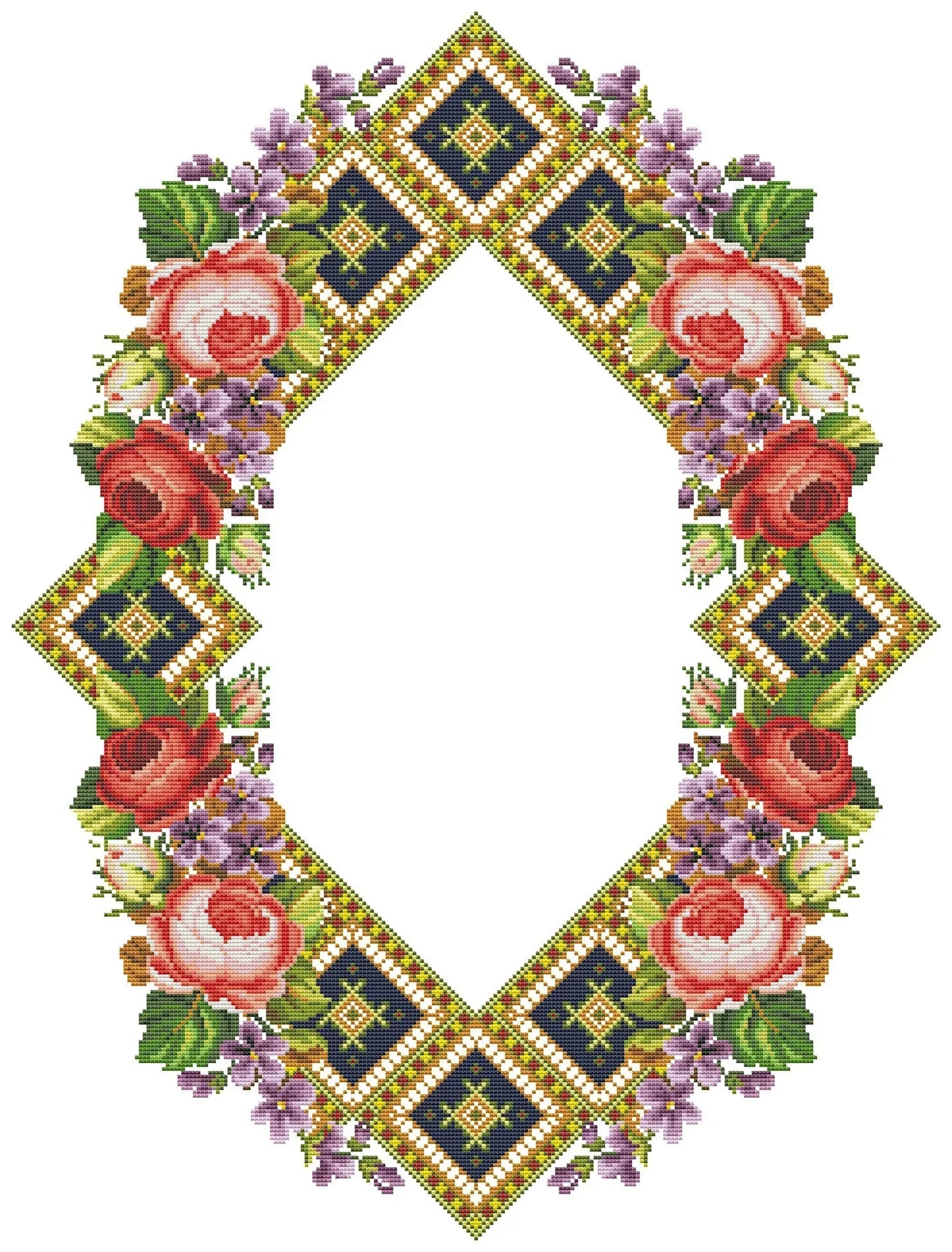 Tablecloth with red roses Cross Stitch Pattern Kitchen Table Runner Cross Stitch Pattern Kitchen Decor Hand Embroidery Counted cross stitch