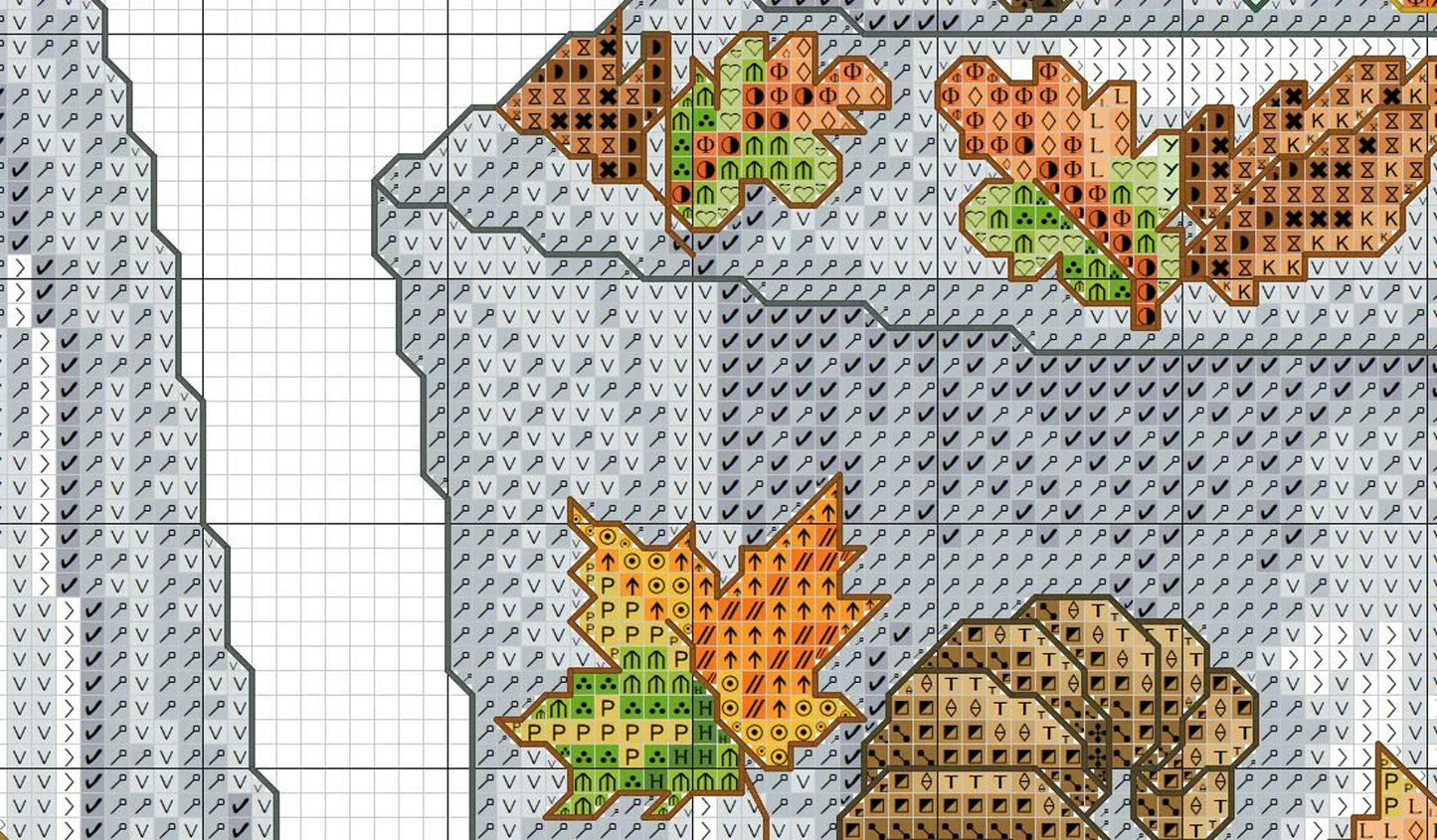 Autum Teapot Cross Stitch Pattern Cups Abstraction Kitchen Still Life Digital Modern Decor Pattern Embroidery Needlepoint Chart