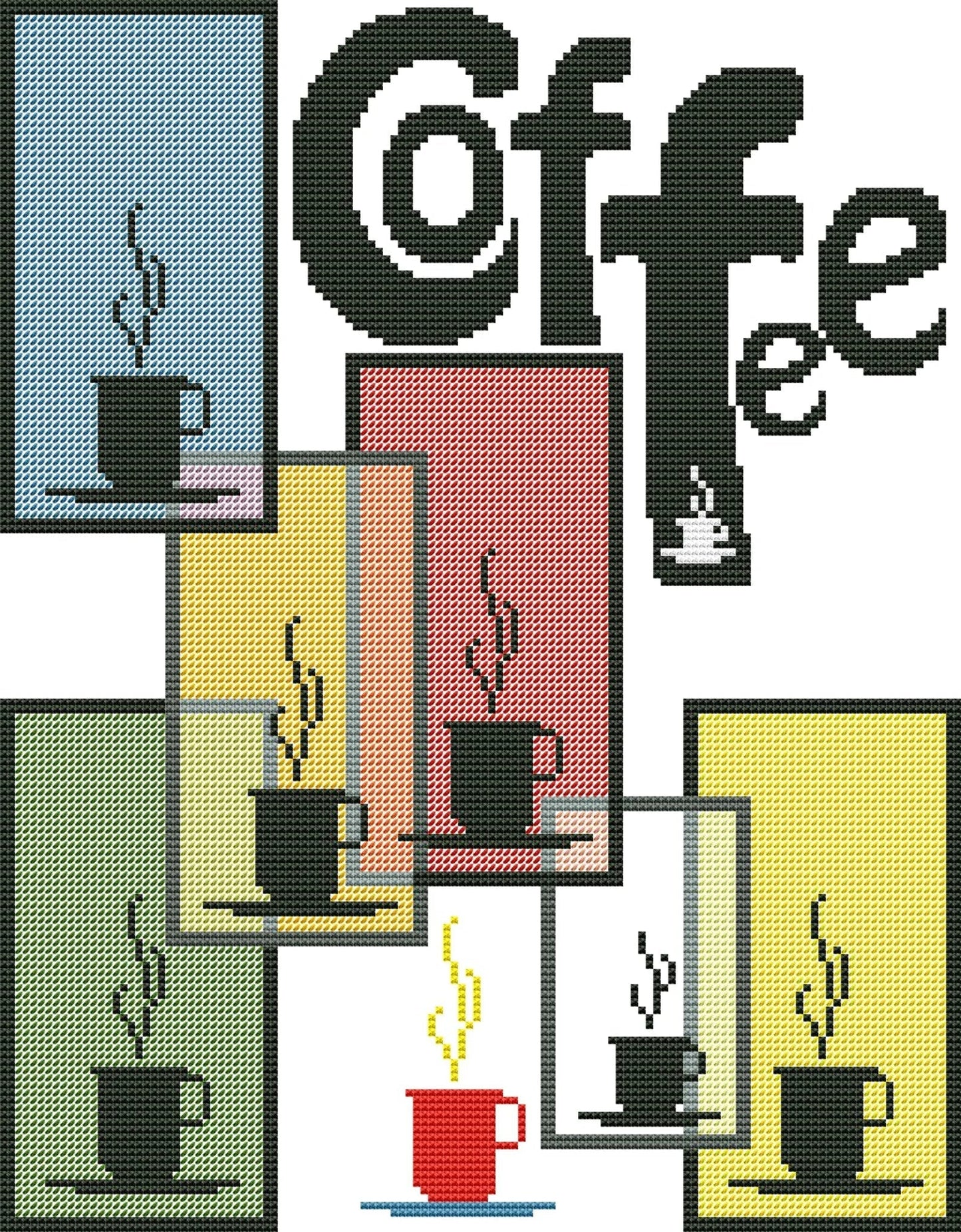 Aroma of coffee Cross Stitch Pattern Coffee cups Abstraction Kitchen Still Life Digital Modern Decor Pattern Embroidery Needlepoint Chart