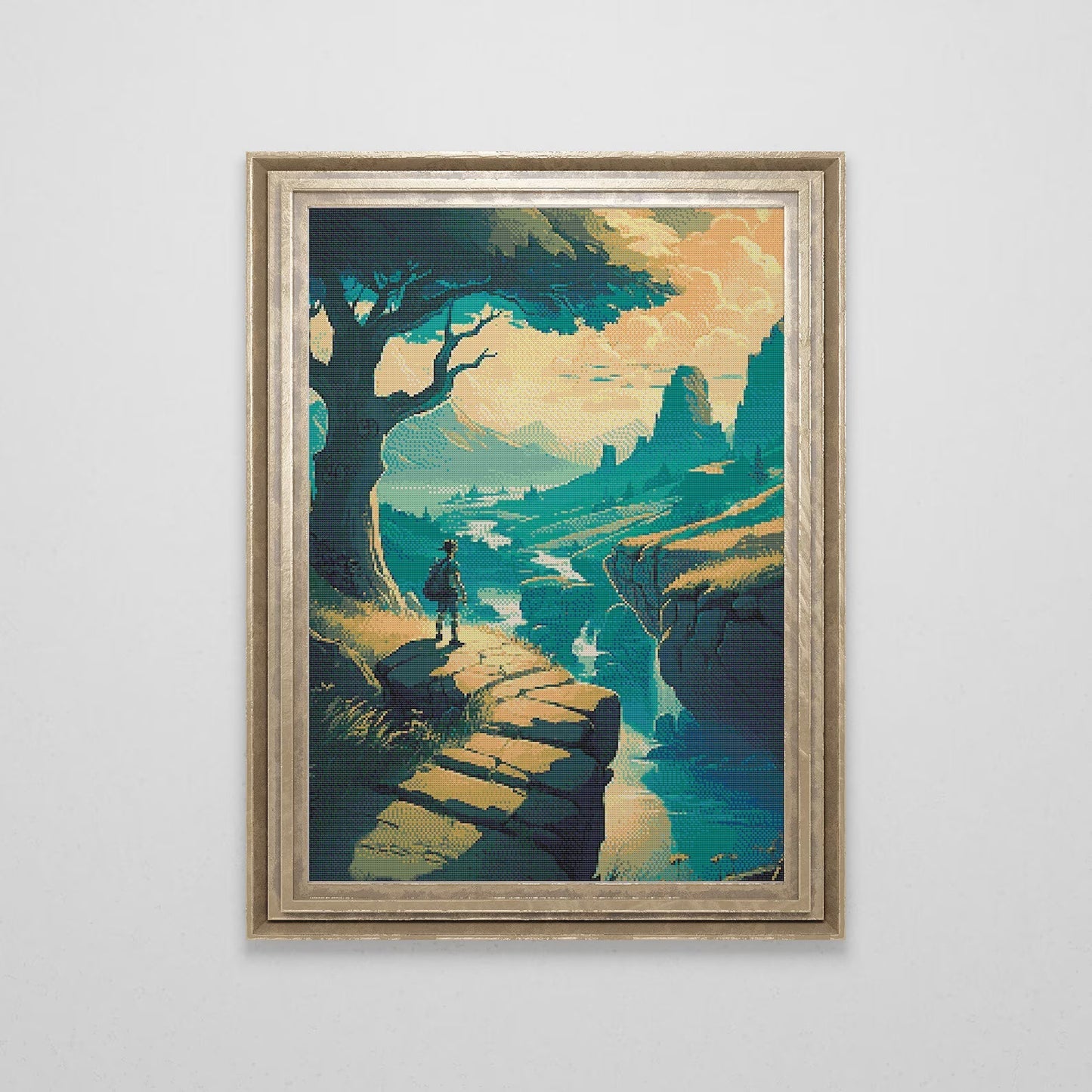 Zelda inspired Cross Stitch Pattern | BOTW Landscape Cross Stitch | Nature Patterns | Large Counted Cross Stitch PDF