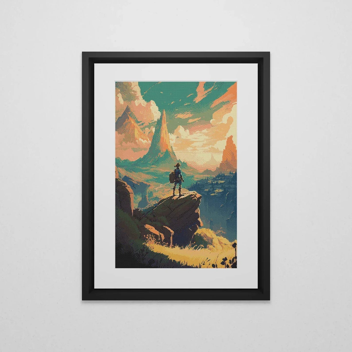 Zelda inspired Cross Stitch Pattern | BOTW Landscape Cross Stitch | Nature Patterns | Large Counted Cross Stitch PDF