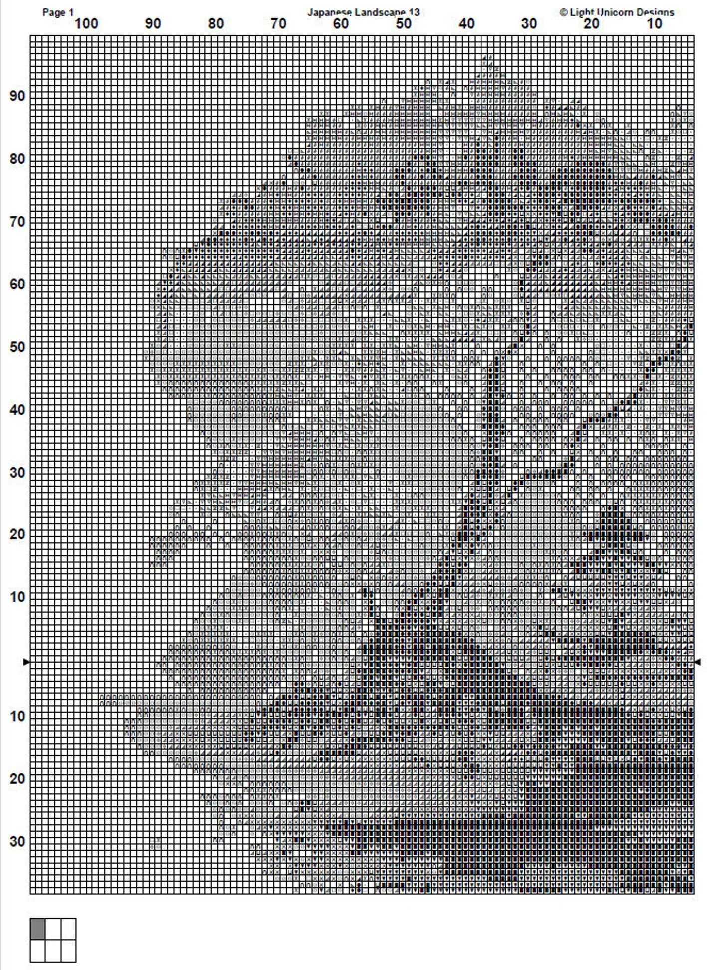 Japanese Landscape Cross Stitch Pattern 13 Instant PDF Download - Cherry Blossom Tree Watercolor Cross Stitch Pattern - Japan Cross Stitch