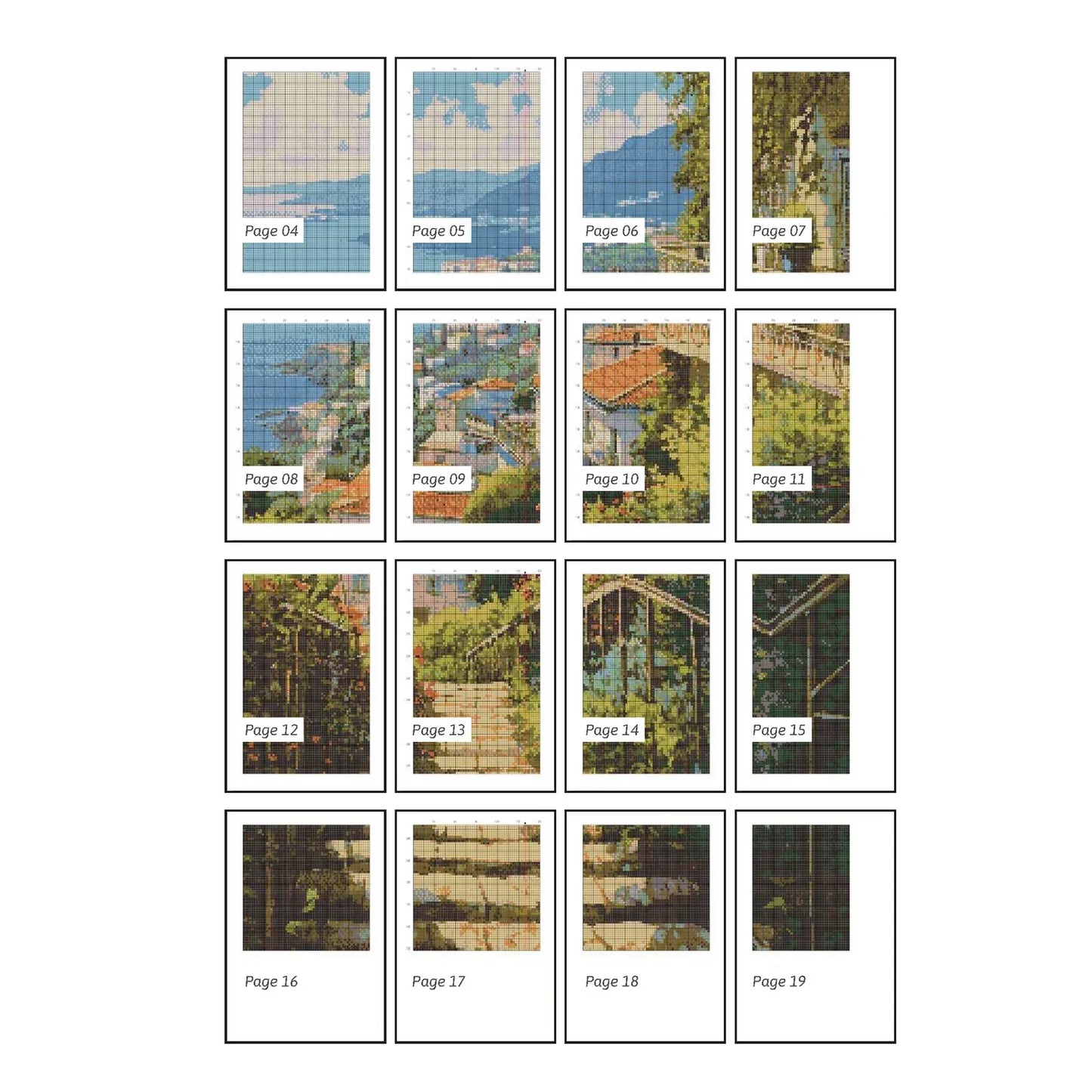 Amalfi Coast Italy Cross Stitch Pattern | Italian Landscape Counted Cross Stitch Chart | Mediterranean Crossstitch PDF Download