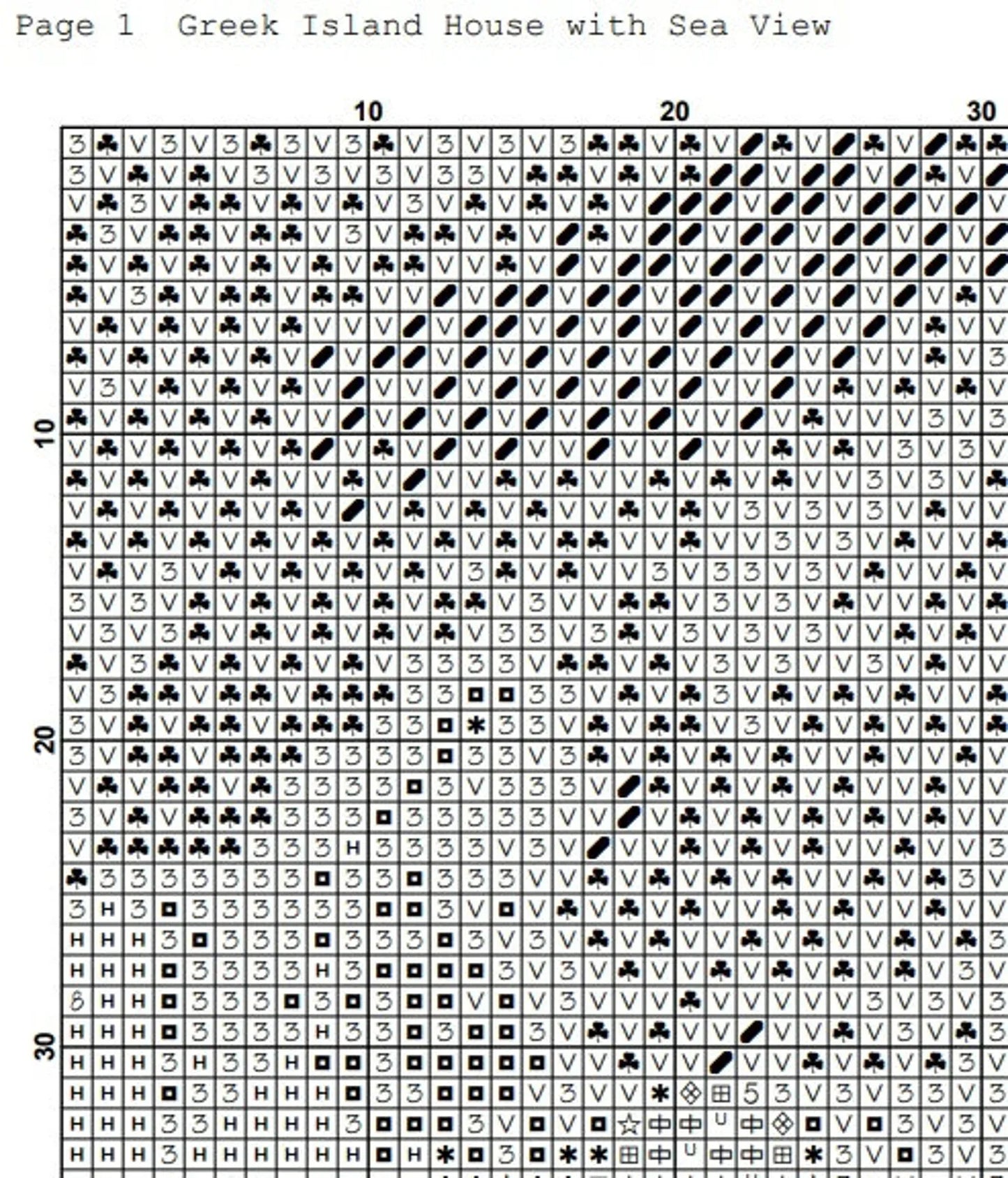Cross Stitch Pattern,Greek Island House With Sea View,Pdf Instant Download,Greece Cityscape,X Stitch Chart,Santorini,Mykonos,Full Coverage