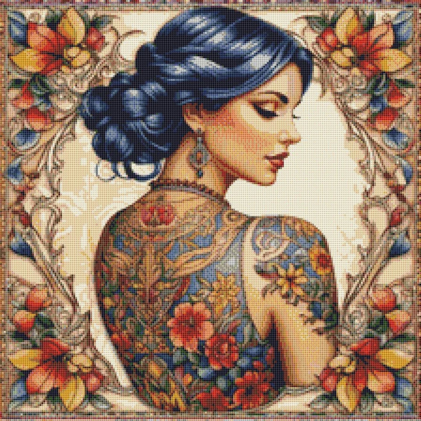 Tattoo Beauty Cross Stitch Pattern - PDF Download