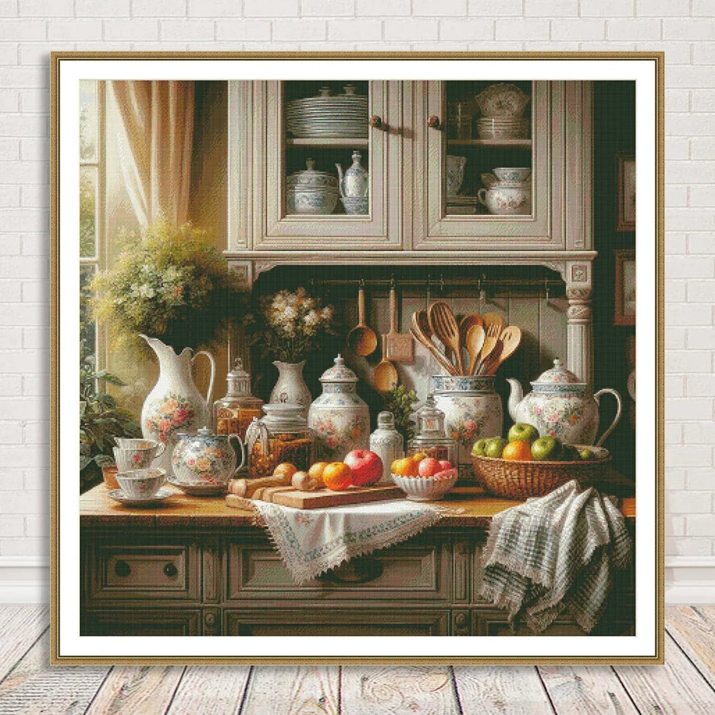 Kitchen shelf Cross Stitch Pattern Shelf with Dishies Kitchen Still Life Modern Decor Pattern Cups Mugs Napkins Embroidery Needlepoint chart