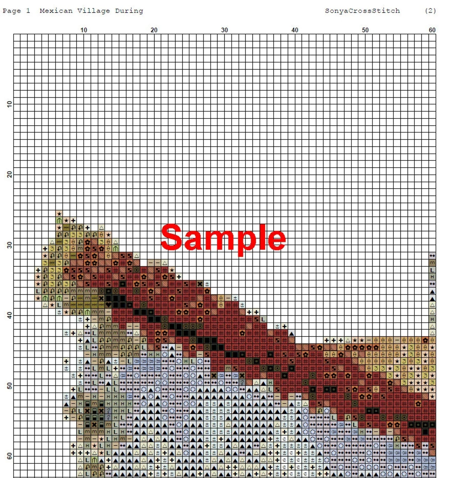 Watercolor Village Cross Stitch Pattern,Blue Door House,City,Landscape,Winter,Victorian Style,Lanscape,Pattern Keeper,Pdf,Instant Download