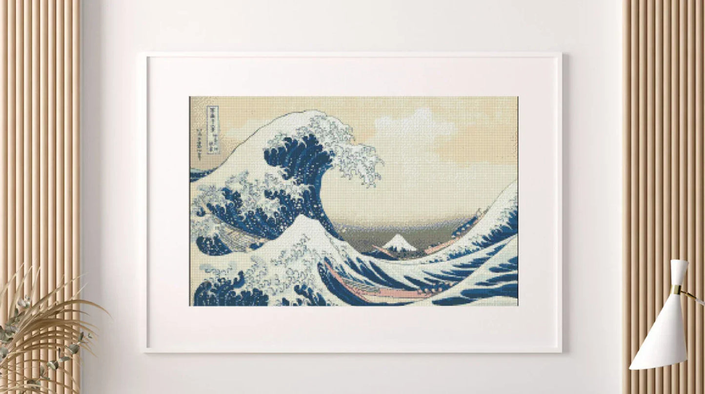 The Great Wave Off Kanagawa Cross Stitch Pattern , Hokusai Katsushika , Instant Download , Digital File , Pdf ,Japanese Art , Mount Fuji
