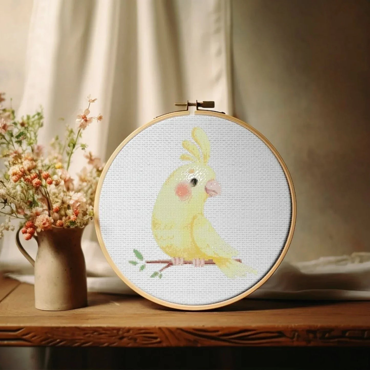 Yellow Parrot Cross Stitch Pattern , Watercolor X Stitch Chart , Instant Download , Pdf , Bird , Animal, Nursey Room Decor