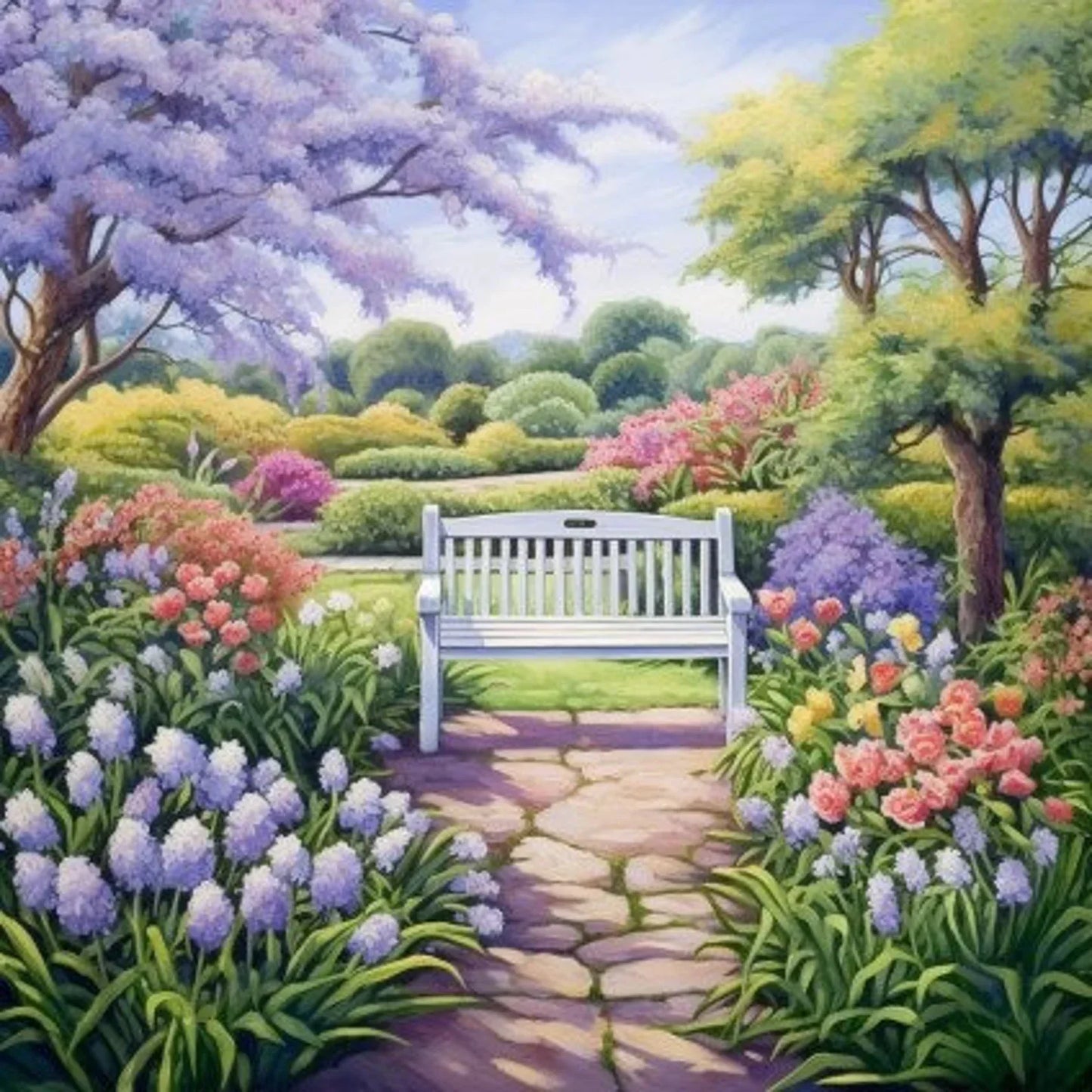 Cross Stitch Pattern Park Bench Full Coverage