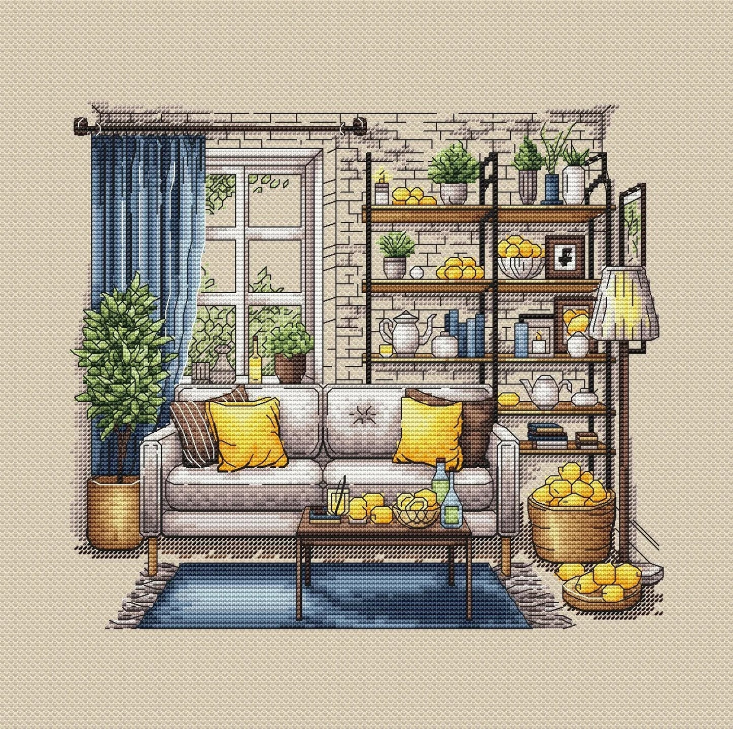 Cross Stitch Patterns, Lemons cross pattern, Interior embroidery, Decorative embroidery, Lemons room embroidery