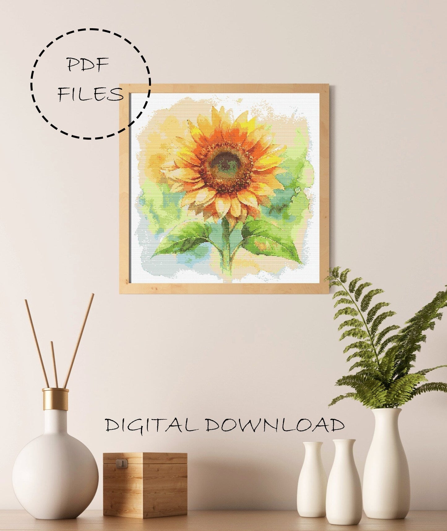 Flower Cross Stitch Pattern | Sunflower Cross Stitch | Flower Embroidery Design | Modern Cross Stitch | Flower Cross Stitch Kits