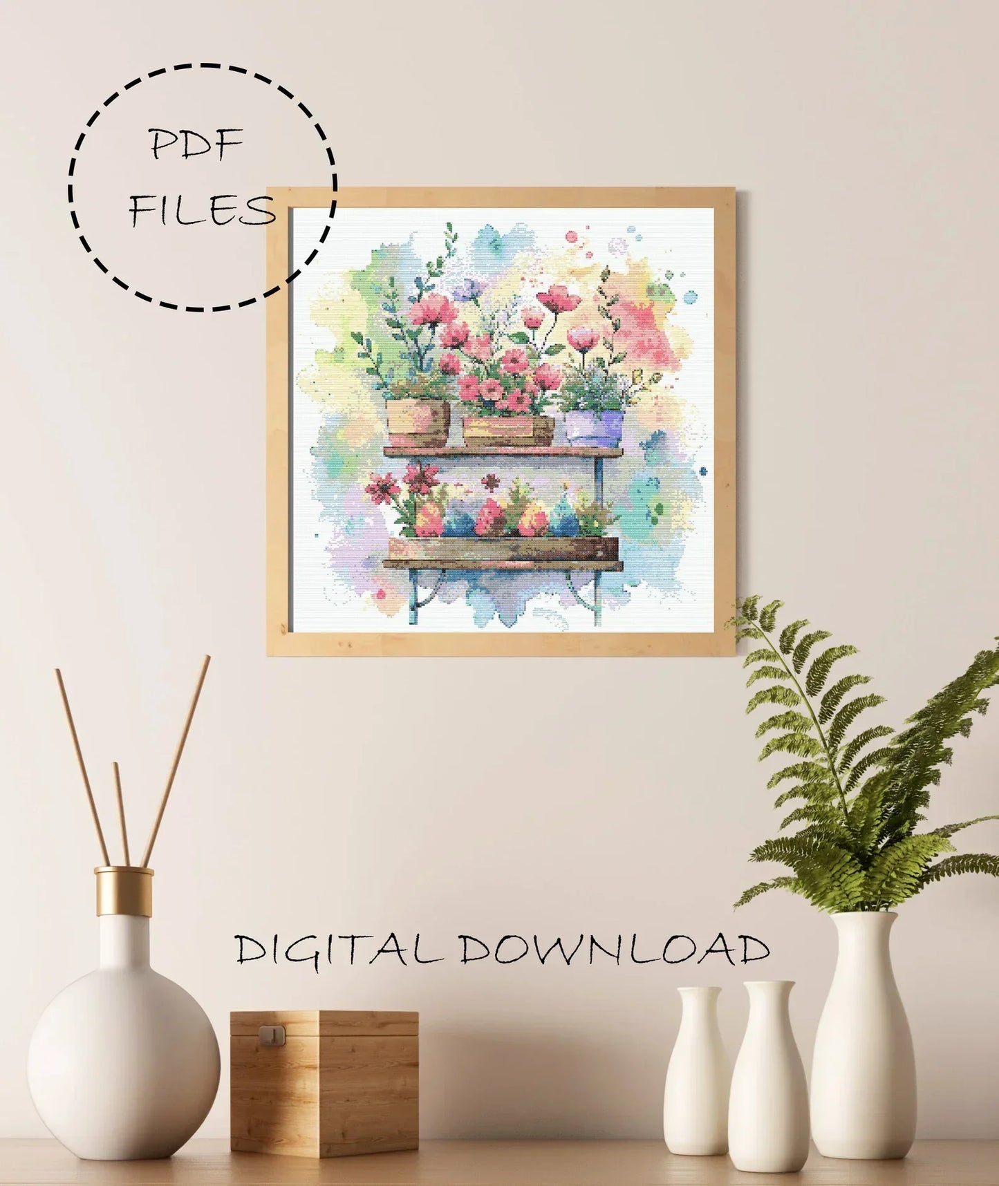Floral Cross Stitch Pattern | Botanical Cross Stitch | Plants Cross Stitch Pattern | Flower Cross Stitch | Floral Embroidery