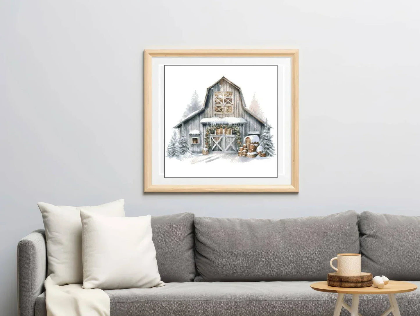 Watercolor Cross Stitch Pattern,Christmas Festivities at the Farm Barn,Pattern Keeper,xstitch,PDF,Instant Download