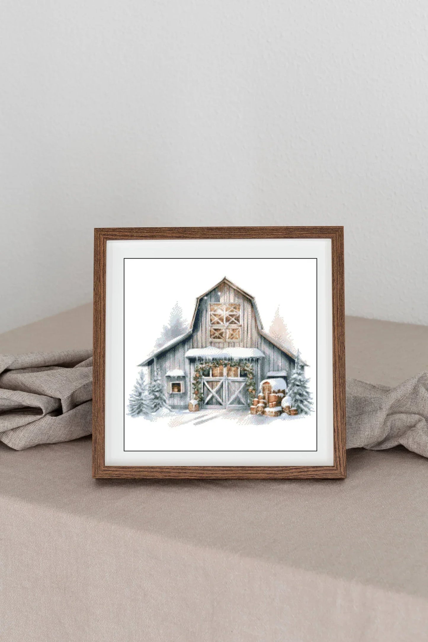 Watercolor Cross Stitch Pattern,Christmas Festivities at the Farm Barn,Pattern Keeper,xstitch,PDF,Instant Download