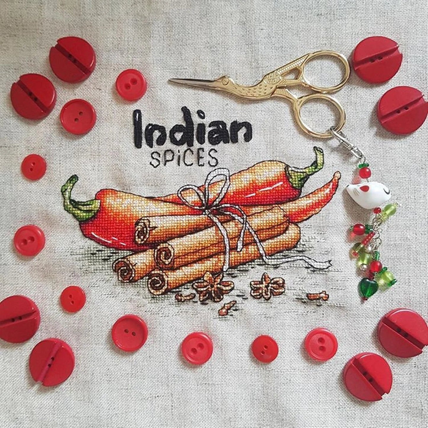 Cross-stitch scheme Spices of India Embroidery pattern PDF