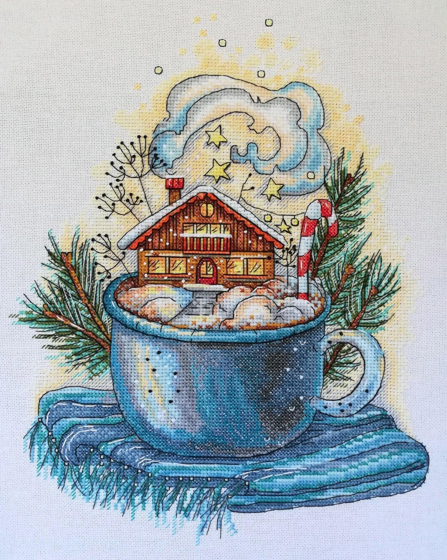 Cross Stitch Pattern Winter in the cup DMC Embroidery Chart Printable PDF Instant Download