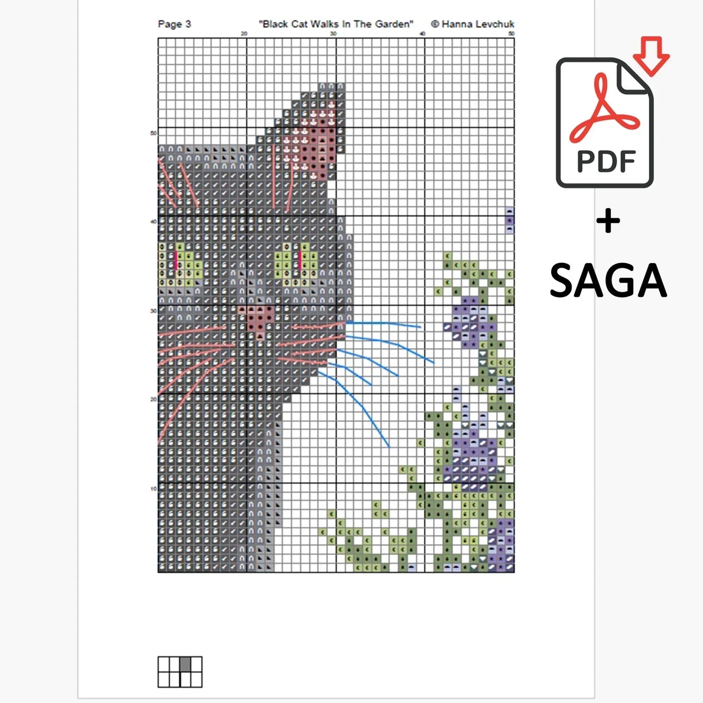 Black Cat Cross Stitch Pattern, Cross Stitch, punto de cruz, point de croix, Cross Stitch Pattern Flower, Cat Cross Stitch Pattern