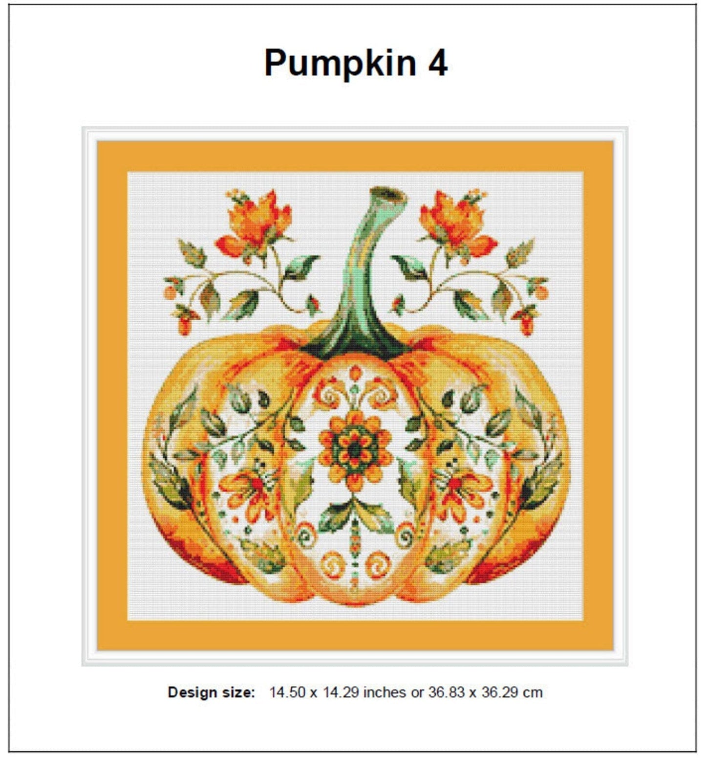 Pumpkin Cross Stitch Pattern 4 Instant PDF Download - Autumn Watercolor Cross Stitch Pattern - Halloween Cross Stitch Pattern