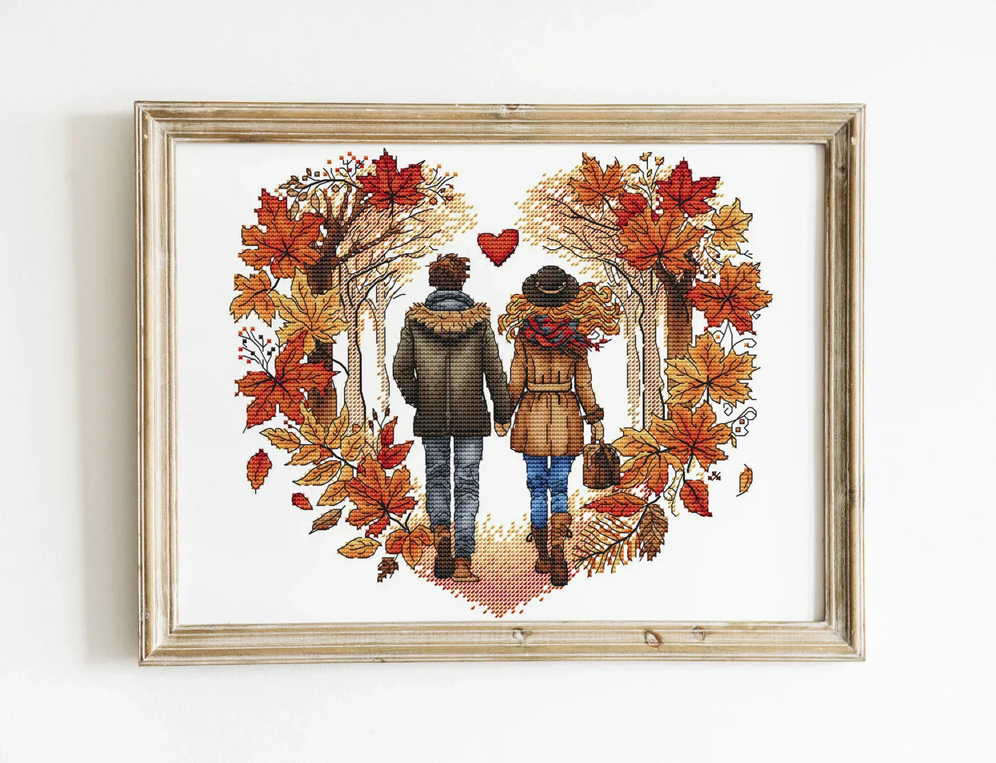 Autumn Cross Stitch Pattern PDF, Autumn Leaves Embroidery, Funny Gift, Embroidery Design Digital File, Autumn love Hand Embroidery