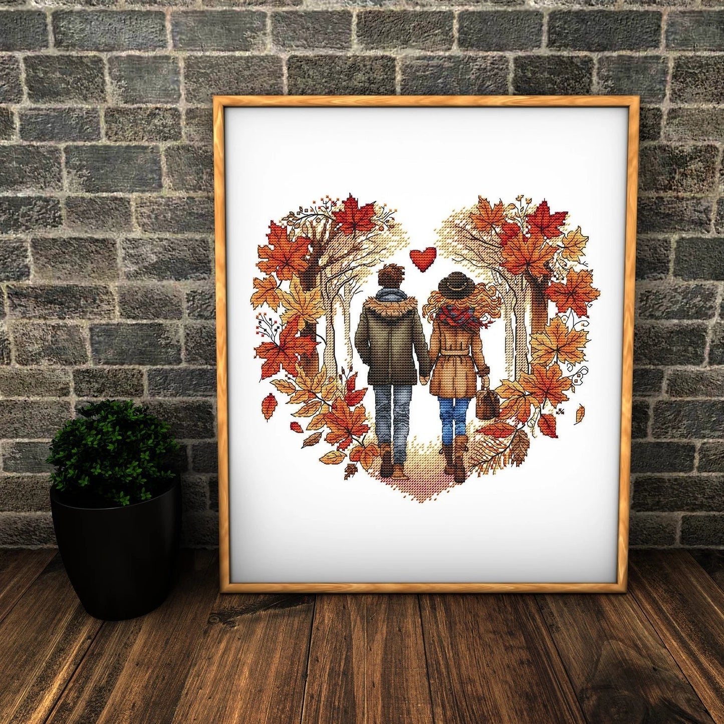 Autumn Cross Stitch Pattern PDF, Autumn Leaves Embroidery, Funny Gift, Embroidery Design Digital File, Autumn love Hand Embroidery