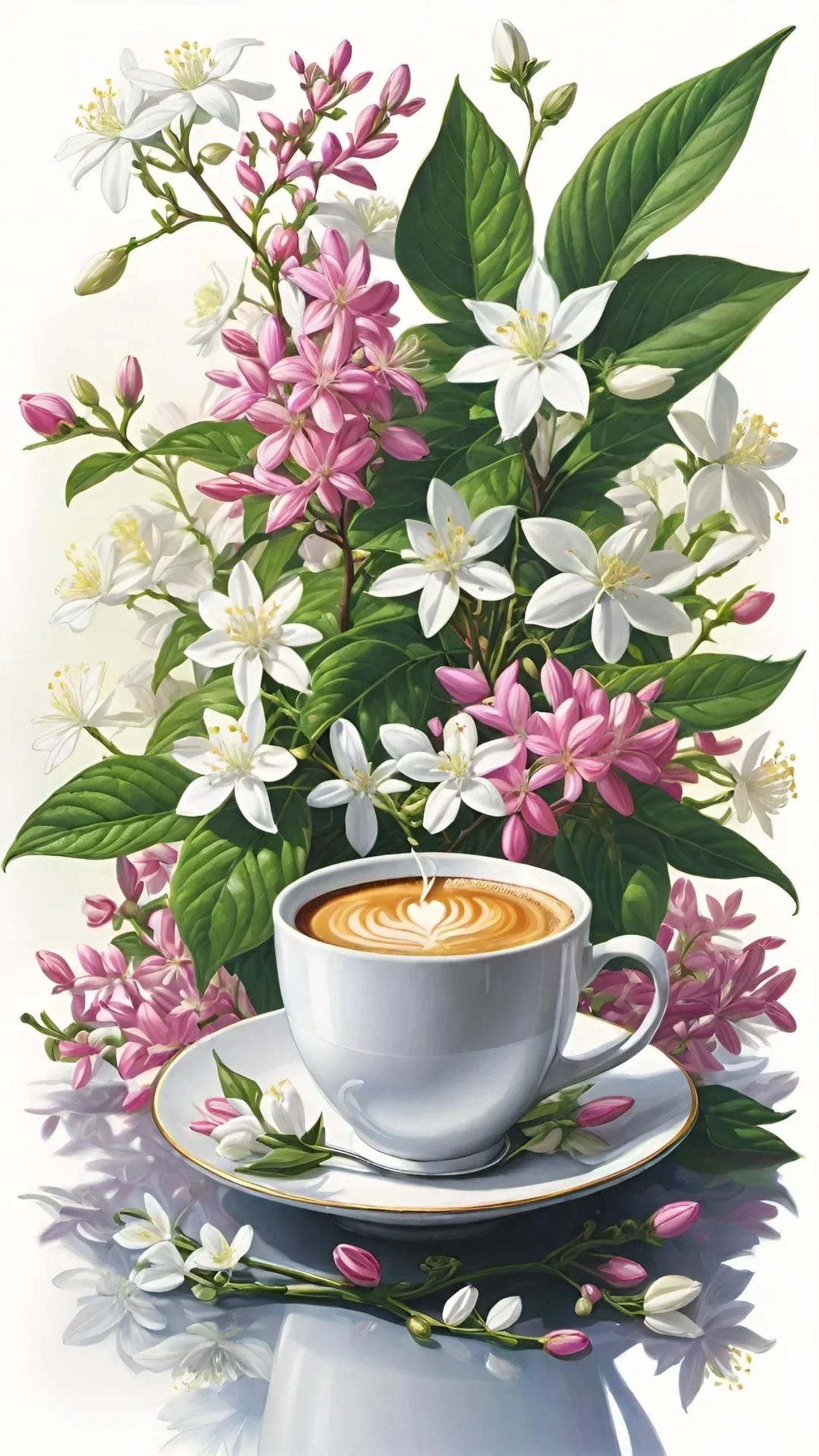 Coffee Time Cross Stitch Pattern Digital Pattern Watercolor Flowers Kitchen Still Life Modern Decor Pattern Cup of coffee Needlepoint chart