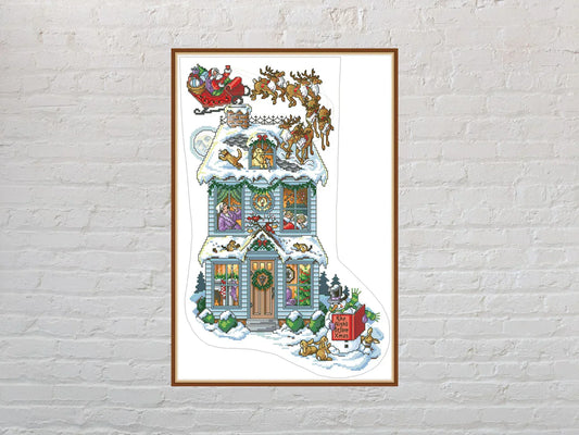 Cross stitch pattern Christmas Stocking #22, Christmas cross stitch, holiday embroidery, Santa Claus, digital PDF file, Christmas decor