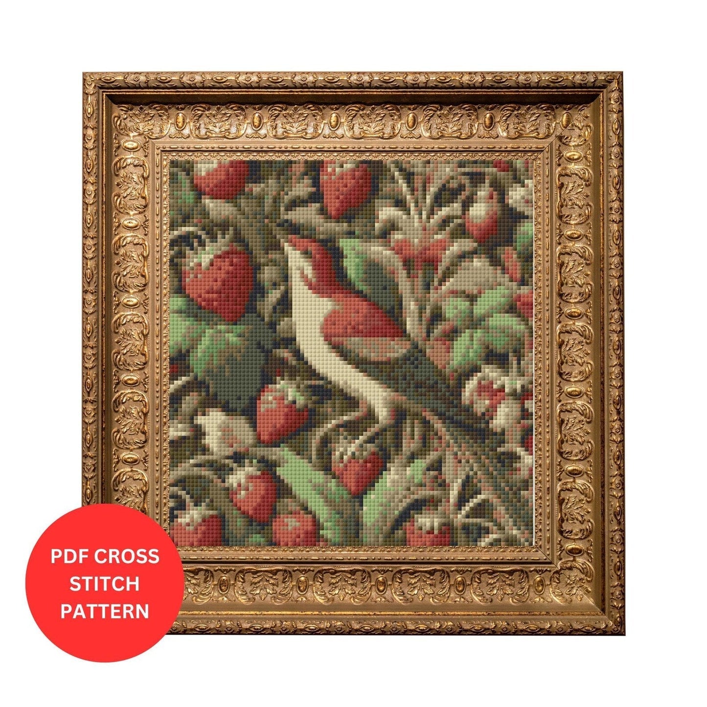 William Morris Inspired Strawberry Thief Cross Stitch Pattern | Digital PDF File for DIY Crafting