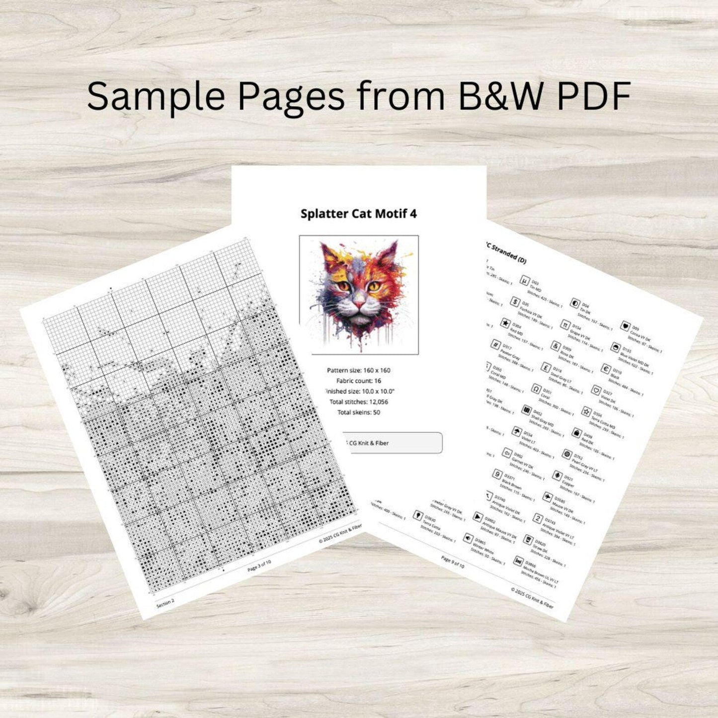 Cross Stitch Pattern: Splatter Cat Art Motif 4 - PDF Instant Download