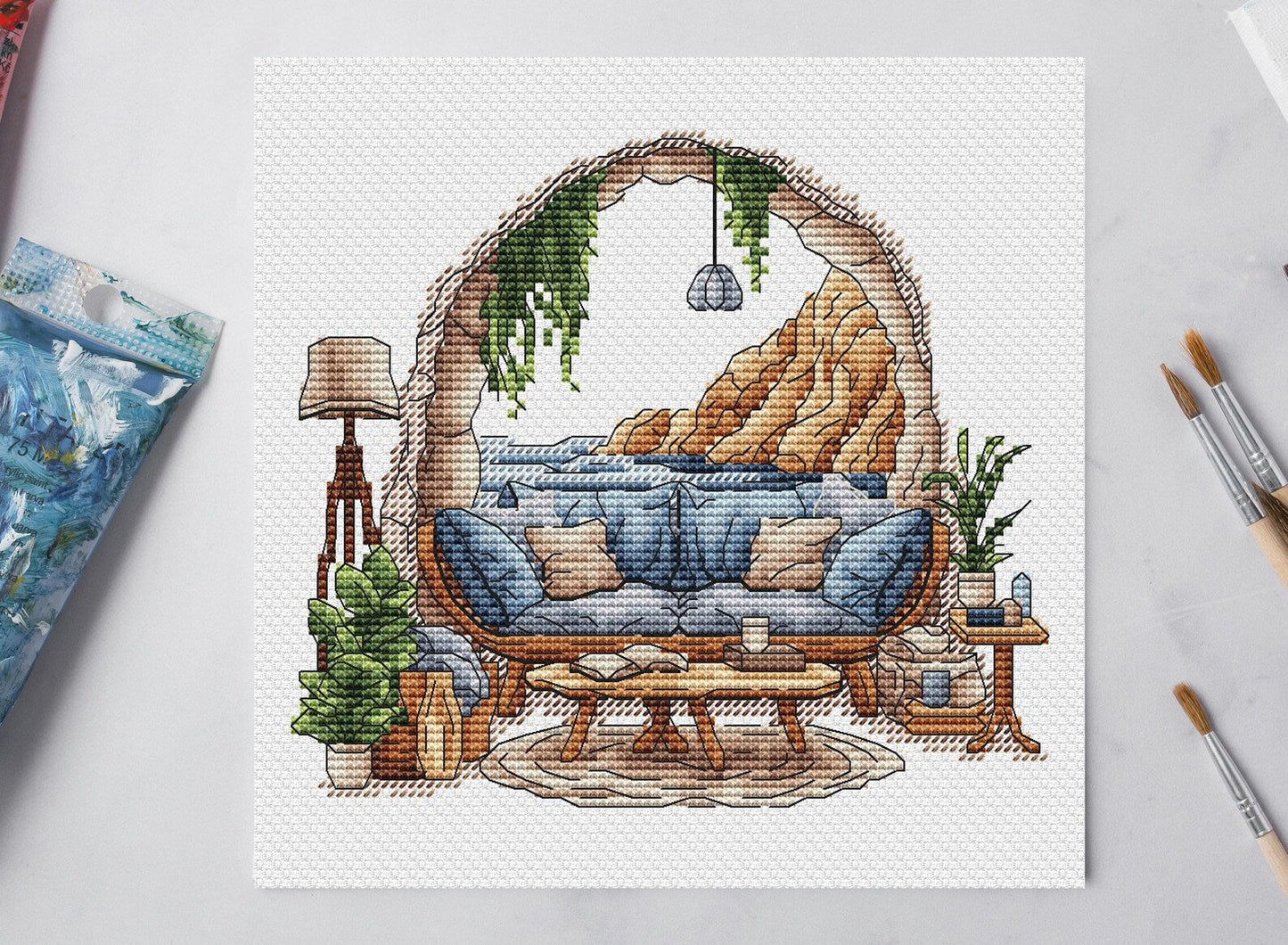 Sea Cross Stitch Pattern PDF, Ocean coast Cross Stitch, Sea Ornament, Home Decor, Ocean Embroidery Design Instant Download Digital File