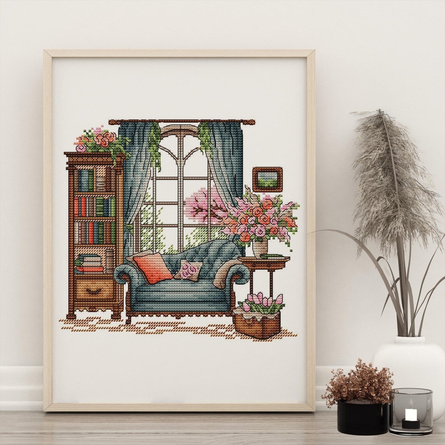 Spring Cross Stitch Pattern PDF, Spring Embroidery, Flowers Cross Stitch, Vintage Embroidery, Spring embroidery Counted Cross Stitch