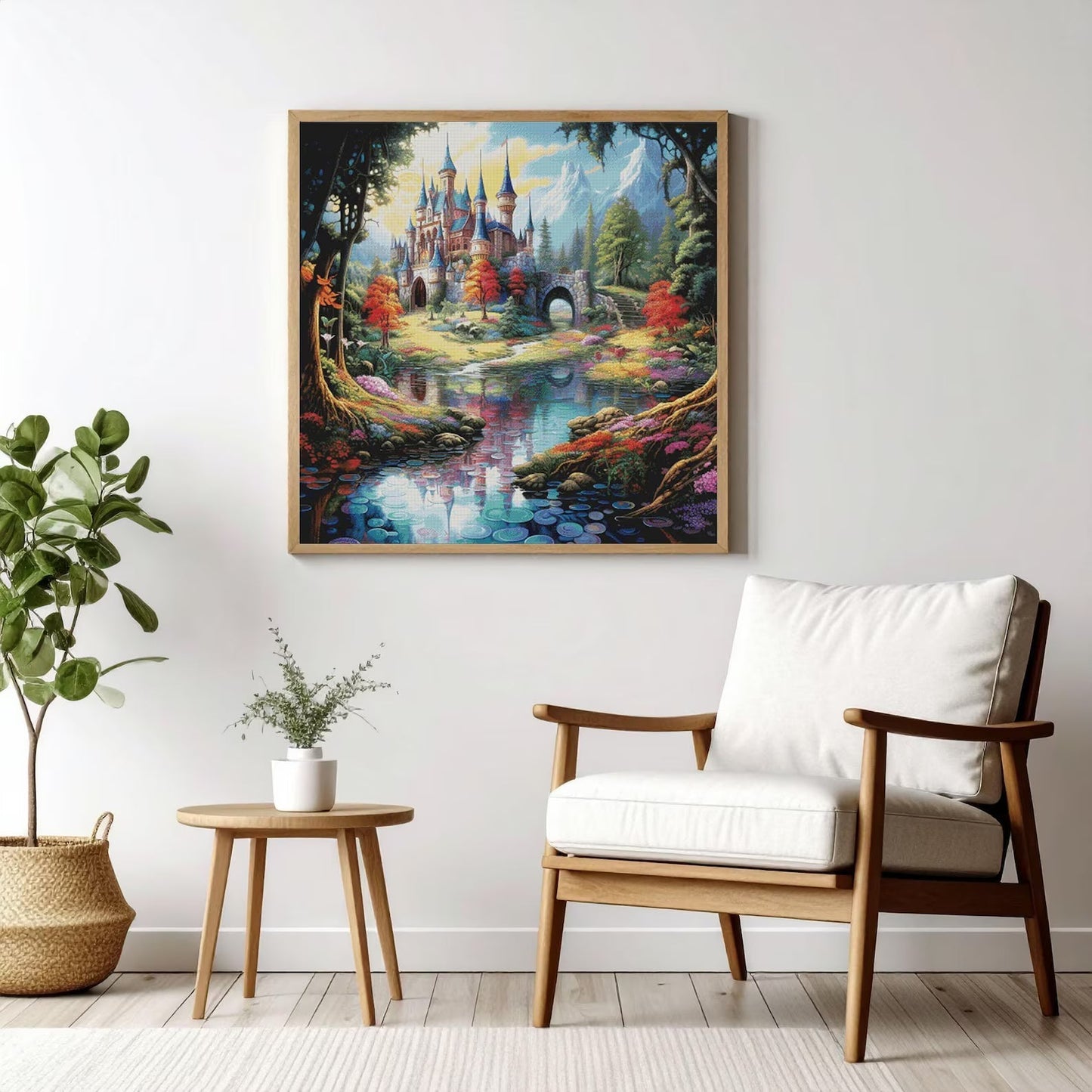 Cross Stitch Pattern PDF The Magic Castle, floral embroidery pattern, book pattern, nature, landscape, castle cross stitch, enchanted forest