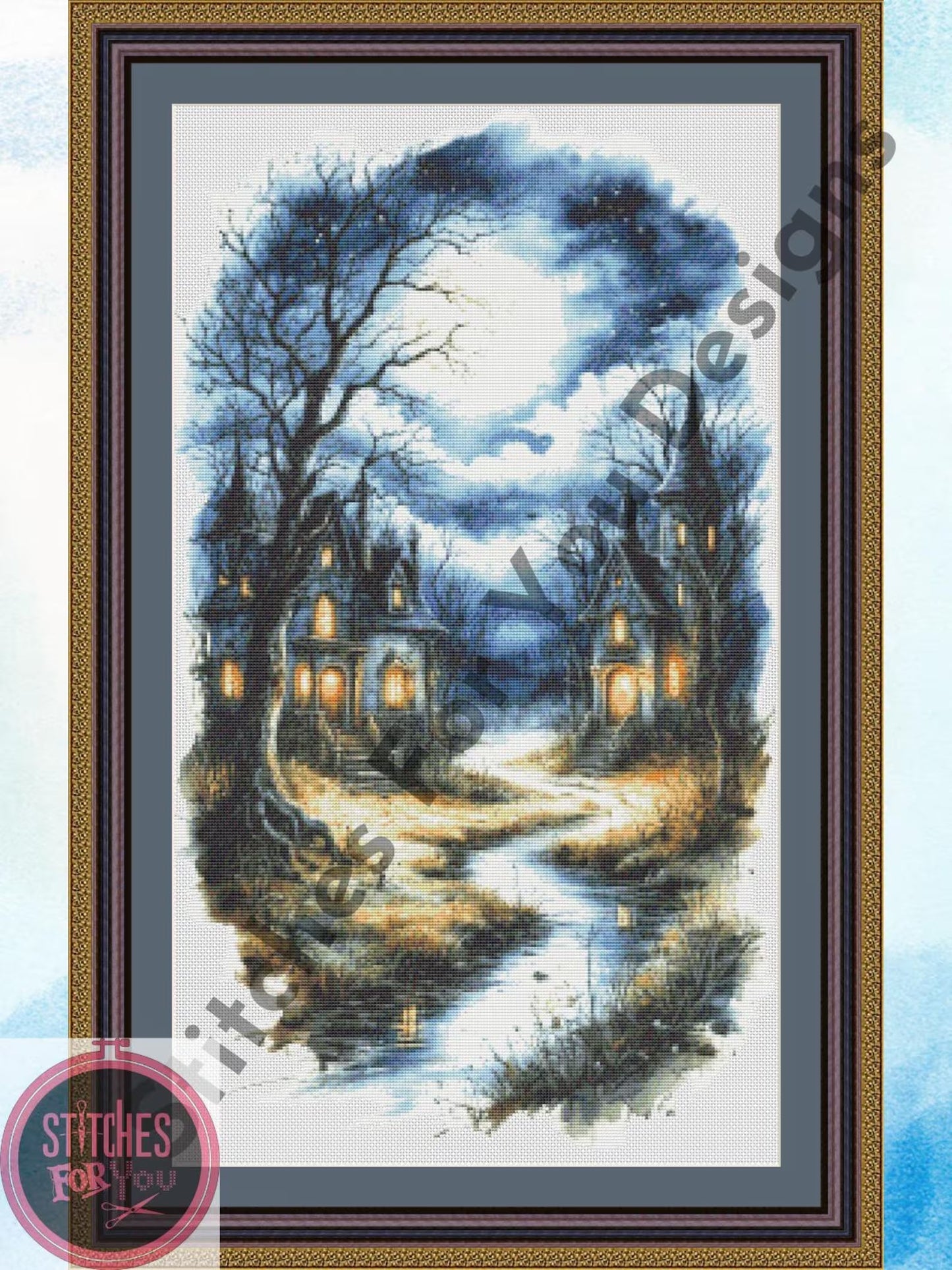 Haunted Haven- Counted Cross Stitch Patterns - Printable Chart PDF Format Needlework Embroidery Crafts DIY DMC color