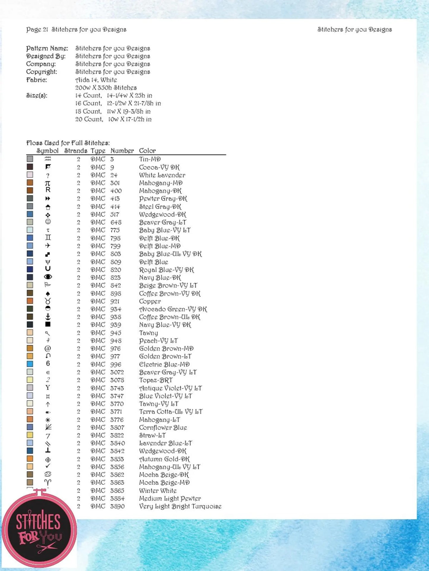 Street of Shades- Counted Cross Stitch Patterns - Printable Chart PDF Format Needlework Embroidery Crafts DIY DMC color