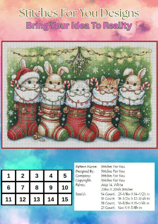 Cozy Stockings- Counted Cross Stitch Patterns - Printable Chart PDF Format Needlework Embroidery Crafts DIY DMC color