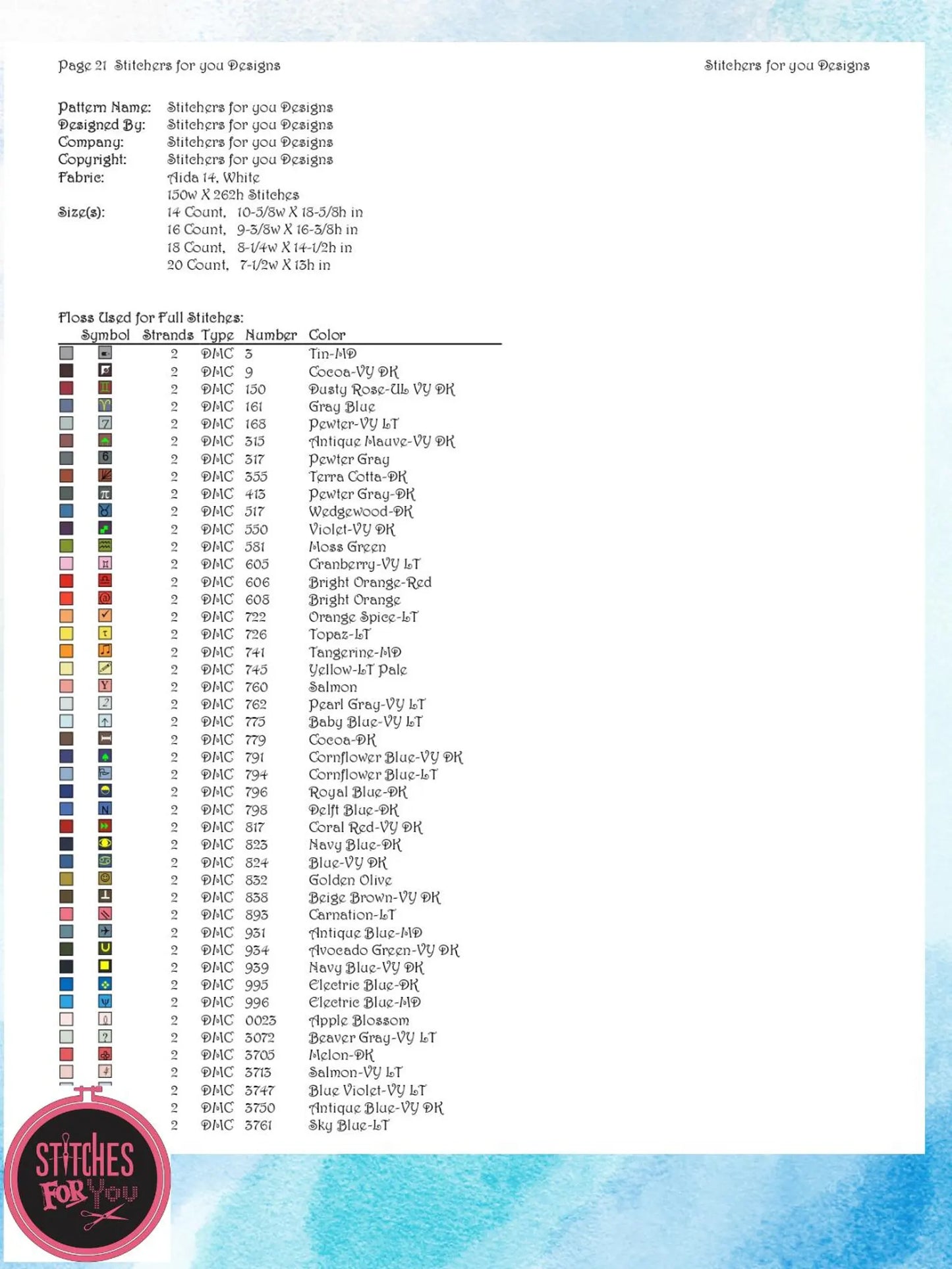 Street of Shades- Counted Cross Stitch Patterns - Printable Chart PDF Format Needlework Embroidery Crafts DIY DMC color