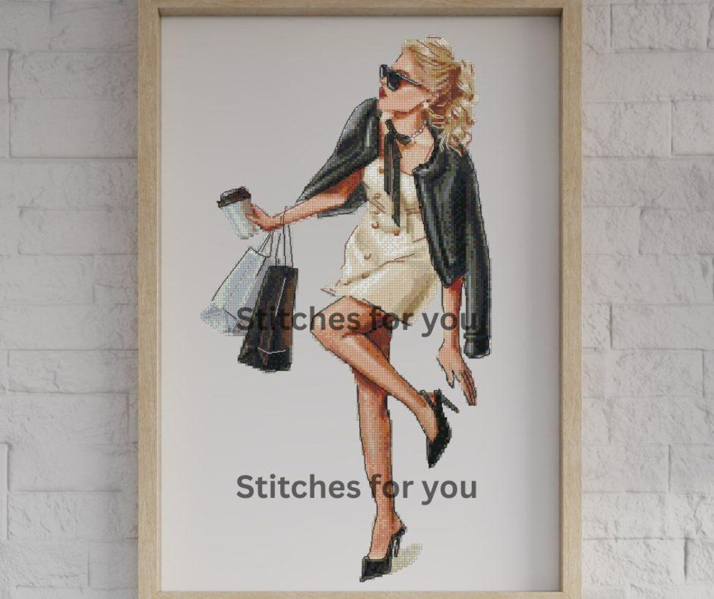 working girl - Counted Cross Stitch Patterns - Printable Chart PDF Format Needlework Embroidery Crafts DIY DMC color