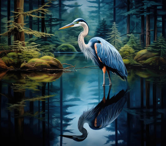 Cross Stitch Pattern Blue Heron Full Coverage