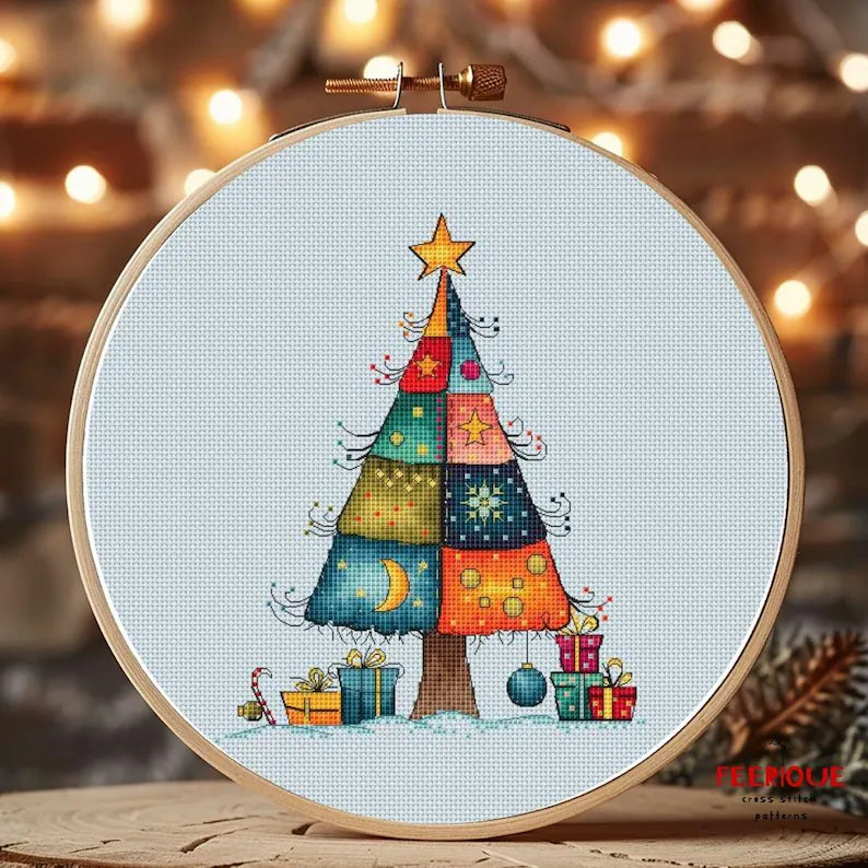 Set of 3 Humorous Christmas Cross Stitch Patterns - Santa, Reindeer, & Christmas Tree, Funny Grandfather Frost, Reindeer, Digital PDF Chart
