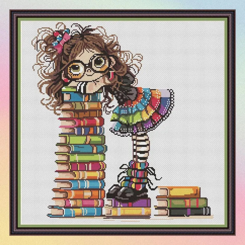 Books Lovers, Cross Stitch Pattern, Quirky collection, Jobs-Hobbies-Sports, Holidays, PDF, instant download, BOOK02