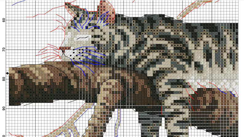 Cross Stitch Pattern Too Tired (Too pooped), Instant Download PDF + XSD Saga, Animal Design, Sleeping cat on a branch, Instant Download Instant Download