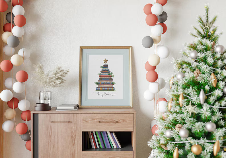 Christmas Tree of Books Cross Stitch Pattern PDF Instant Download Digital File Embroidery