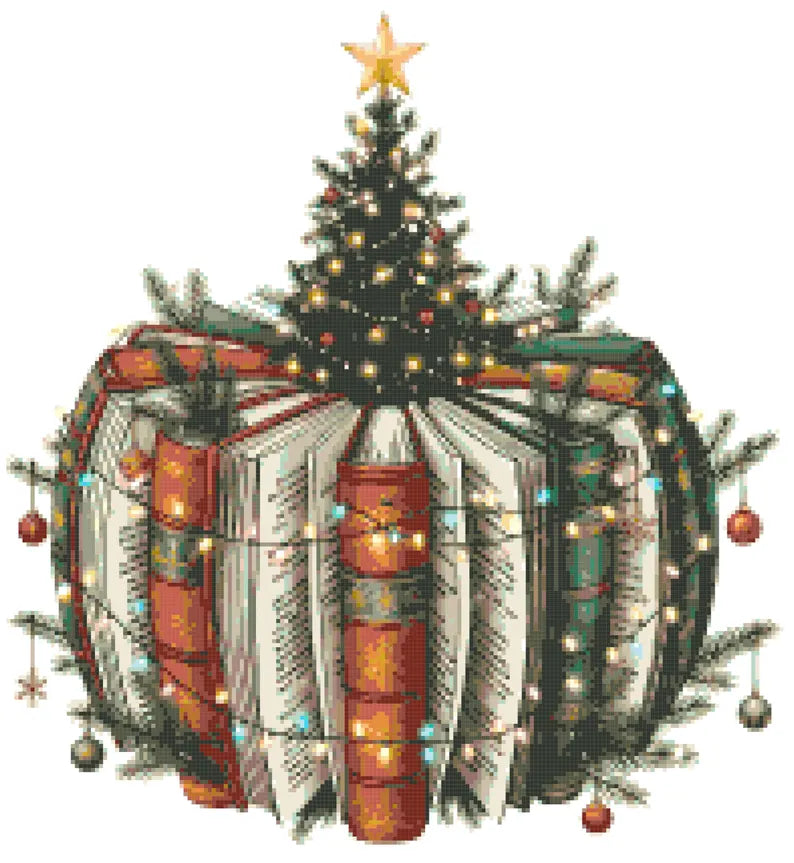 Book Christmas Tree Cross Stitch Pattern: Holiday Reader Gift (PDF Pattern)