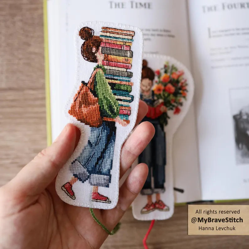 Set of Two Book Lover Bookmark Cross Stitch Pattern, PDF Download