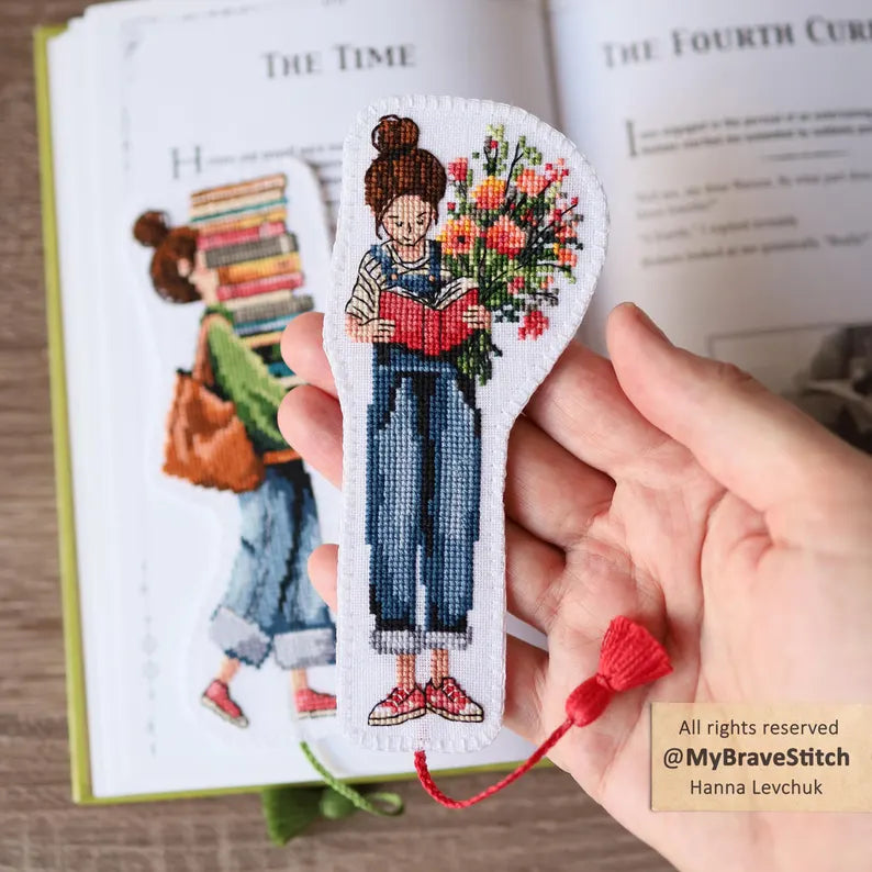 Set of Two Book Lover Bookmark Cross Stitch Pattern, PDF Download